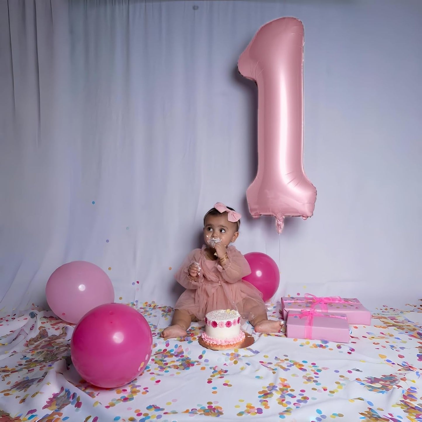 Pastel Pink Helium Foil Number Balloons - 40 Inch Self-Inflating Birthday Party Decor | 0-9