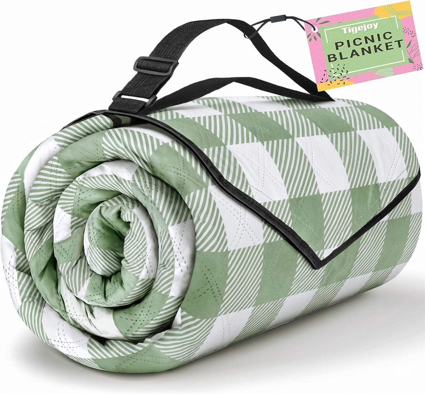 TigeJoy Extra Large Waterproof Picnic Blanket - Foldable 80''x80'' Sandproof Mat for Outdoor Adventures