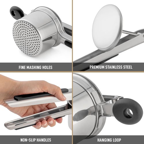 Bellemain Potato Ricer - Heavy Duty Stainless Steel Masher for Smooth Mashed Potatoes & Baby Food | 15oz
