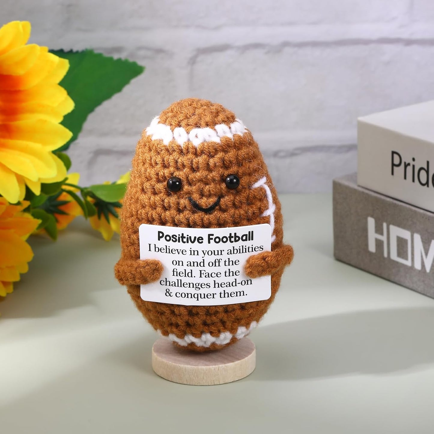 Skiennix Handmade Crochet Football Doll - Unique Positive Gift for Football Lovers | Perfect for Christmas Decorations