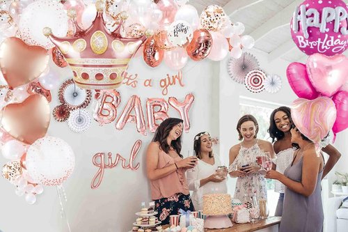 D Dywarm Rose Gold Crown Mylar Balloons And Pink Birthday Large Round Mylar Balloons Set For Birthday Decorations For Women