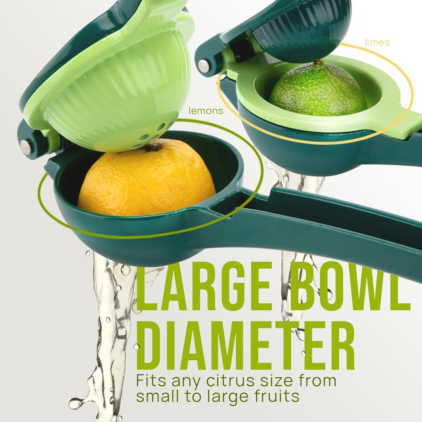 Zulay Kitchen 2-in-1 Lemon Squeezer - Sturdy Hand Juicer for Maximum Juice Extraction - Easy to Clean | Green/Lime