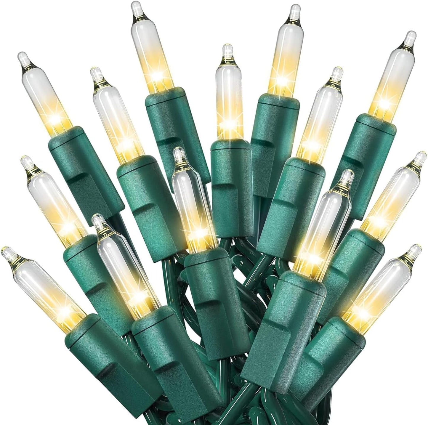 PREXTEX 100 Count Clear Christmas Lights - 20 ft Ultra Bright String Lights for Indoor/Outdoor Use