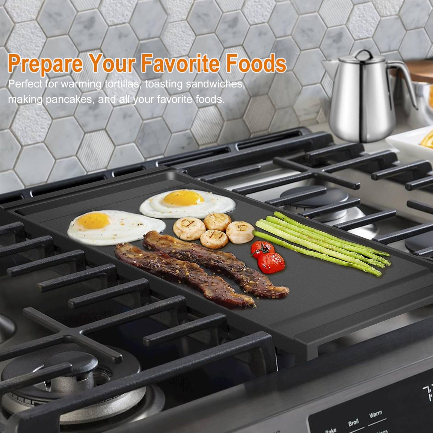 UPGRADED WB31X24738 Cast Iron Griddle Replacement for GE Gas Range, 9×19.5 Inch Nonstick Center Griddle, Food Grade Flat Cooktop Plate for GE Stove Parts