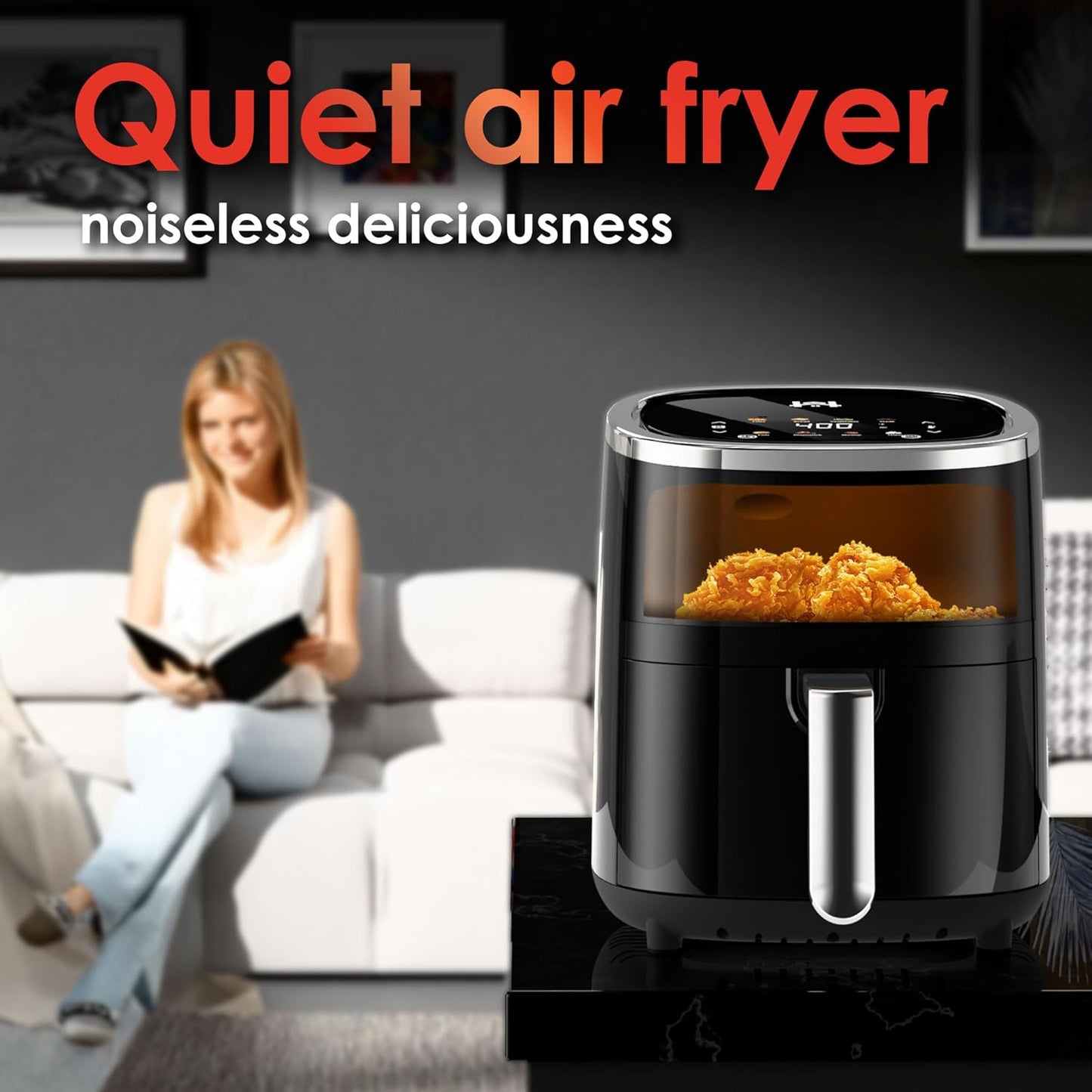 Skiennix 9-in-1 Compact Air Fryer - Smart Digital Touchscreen, 4QT, Dishwasher Safe, Less Oil Cooking