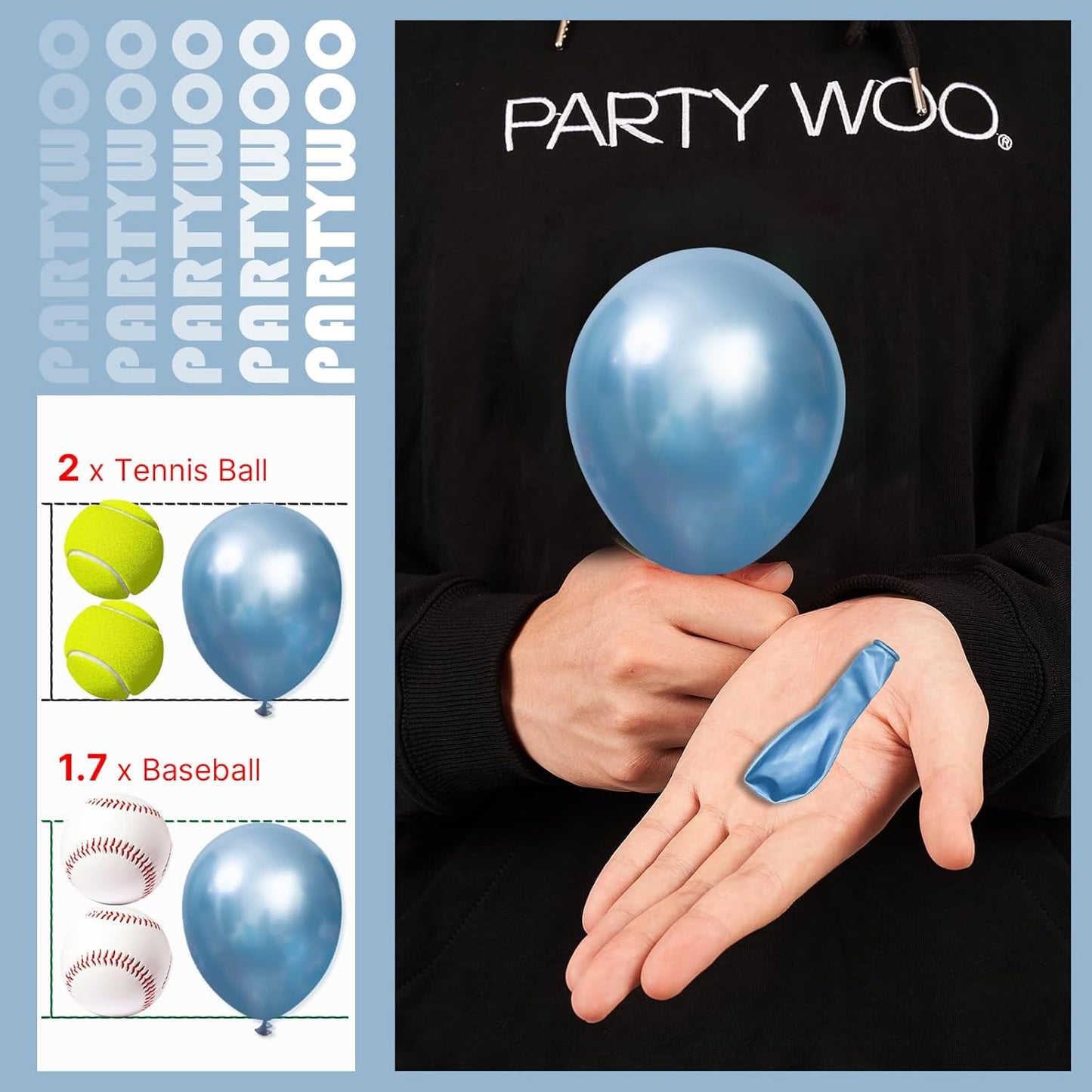 PartyWoo Metallic Light Blue Balloons - 50 Pcs Mini 5-Inch Balloons for Graduation & Baby Showers