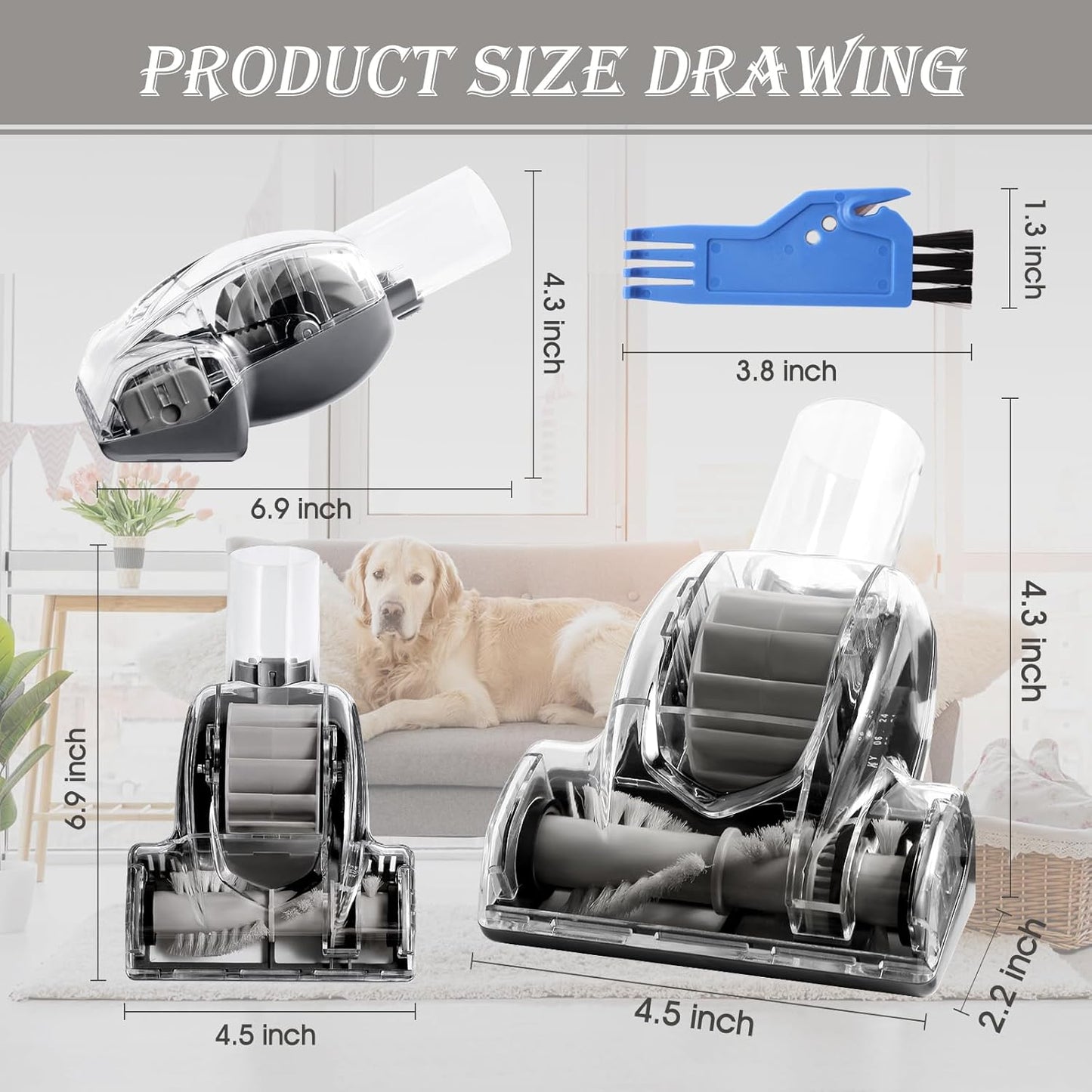Shark Pet Hair Power Brush Tool - Upgraded Vacuum Attachment for Navigator Lift-Away NV360 | Gray