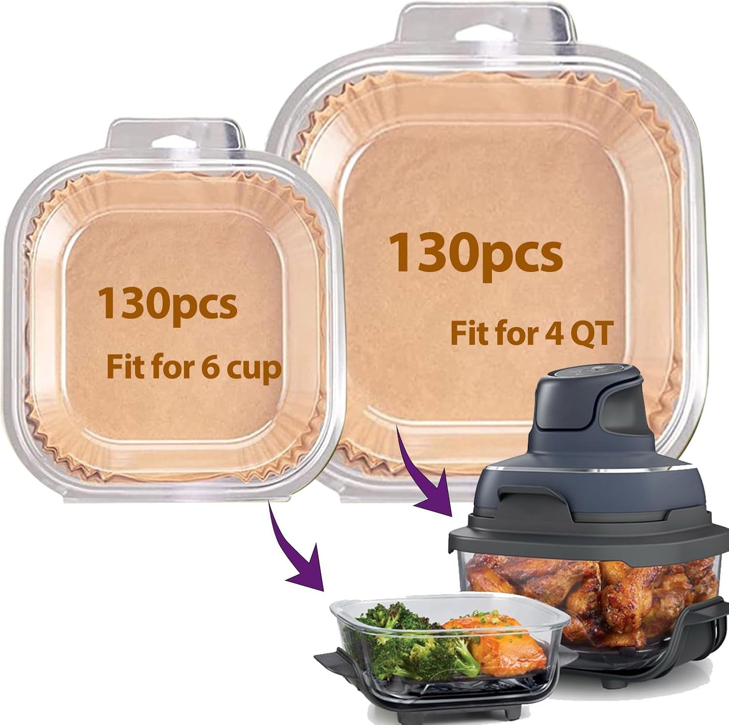 Ninja Air Fryer Liners - 260 PCS Disposable Accessories for 4 QT & 6 Cup Crispy Cooking
