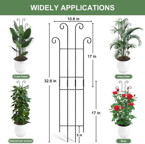 Coomin Monstera Plant Support Stakes - 32.6in Metal Trellis for Climbing Plants | 2-Pack for Garden & Potted Use