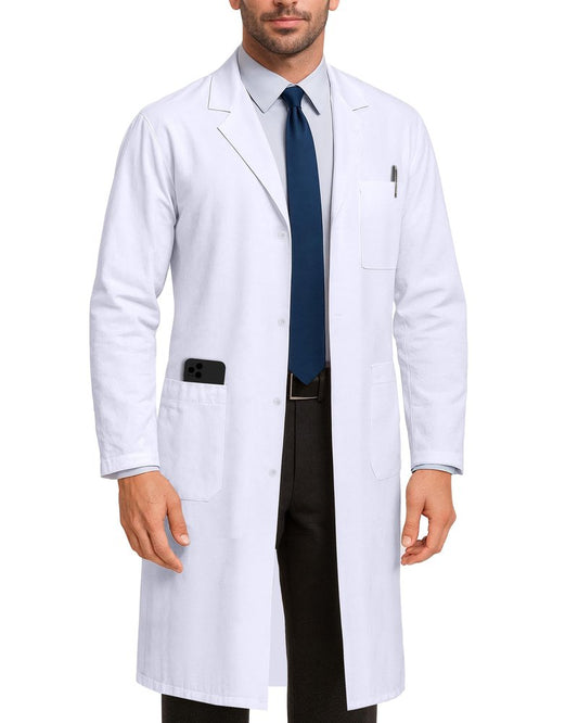 NY Threads Professional Lab Coat for Men Long Sleeve Poly Cotton Medical Coat 1 Pack, Medium, White