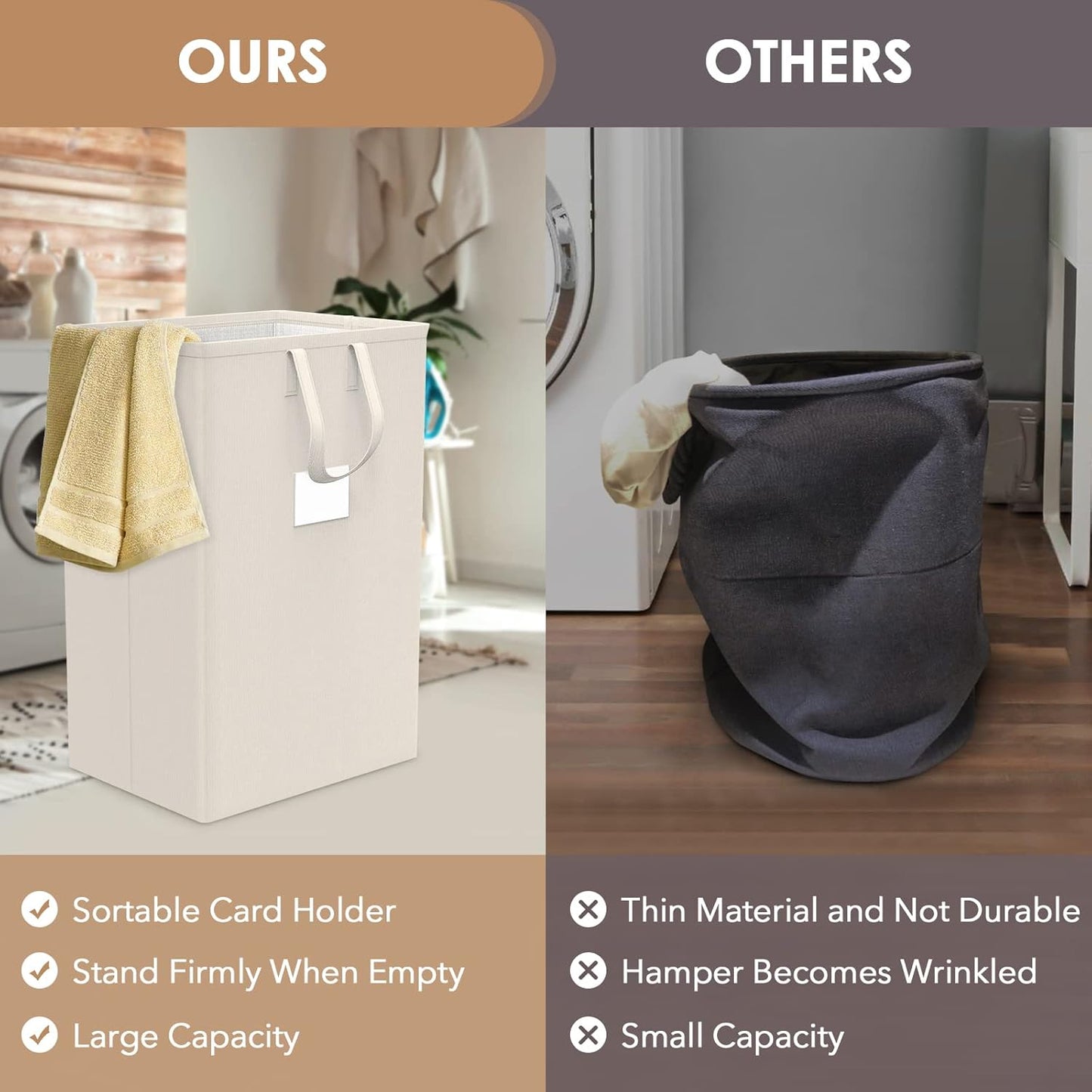 Regine Switzerland 75L Large Laundry Hamper - Waterproof & Freestanding | Ivory Color for Bedroom & Bathroom