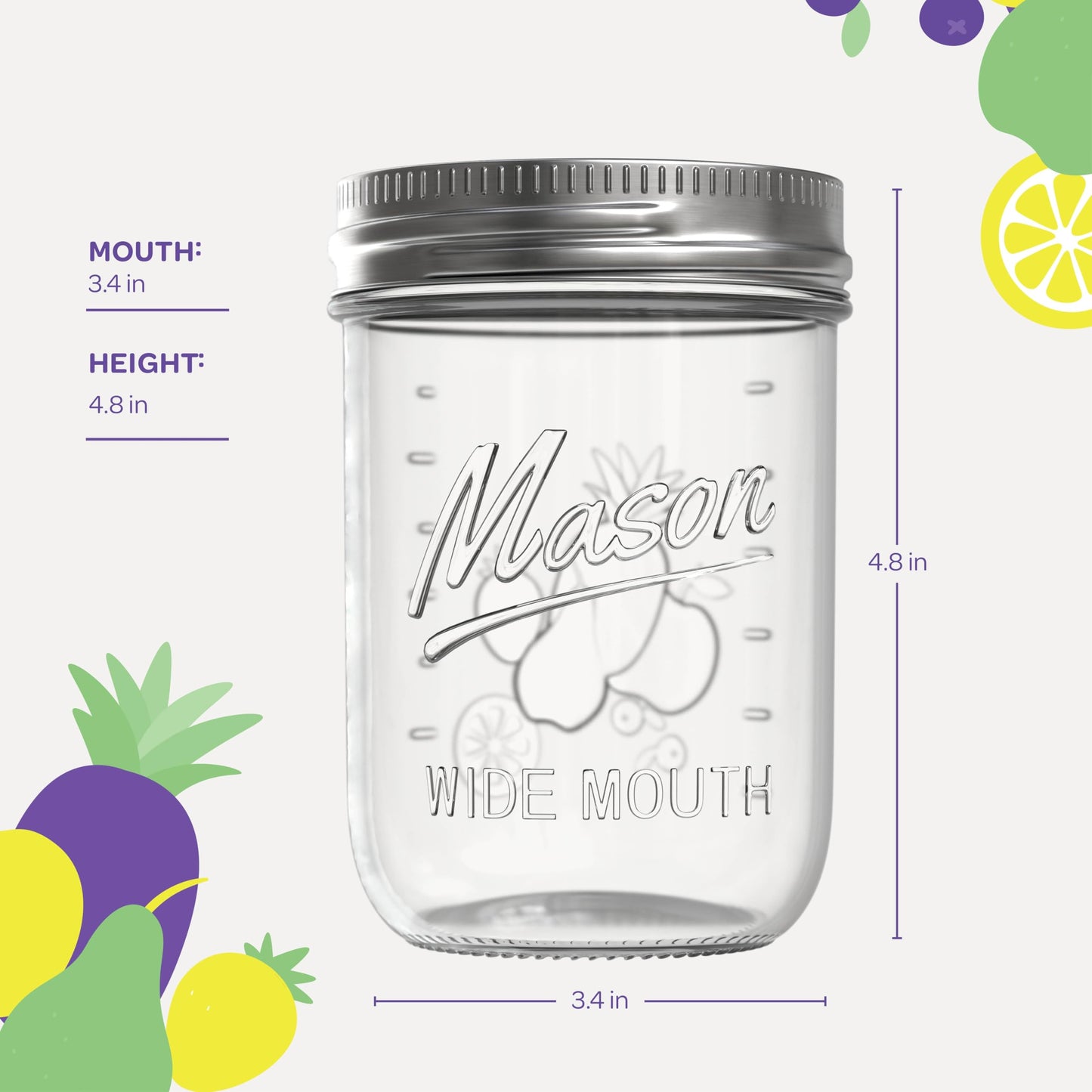 SEWANTA Wide Mouth Mason Jars 16 oz [5 Pack] With Mason Jar Lids and Bands, Mason Jars 16 oz - For Canning, Fermenting, Pickling - Jar Décor - Microwave/Dishwasher Safe.