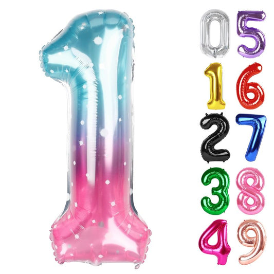 Starry Sky Number 1 Balloon 40 Inch, 1st Birthday Balloon for Baby Boy Girl Toddler First Birthday Decorations, Shiny Starry Sky Party Supplies