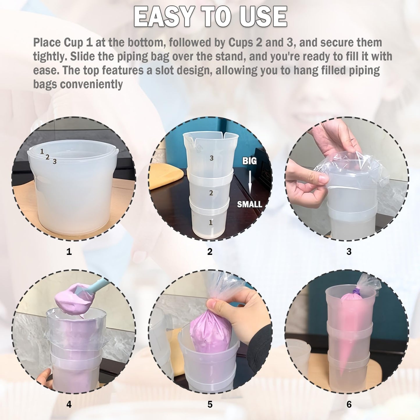 Runspich Pastry Piping Bag Holder Stand for Filling, Translucent Clear Plastic Cream Icing Bag Rack, Cake Decorating Tools (1 Pcs)