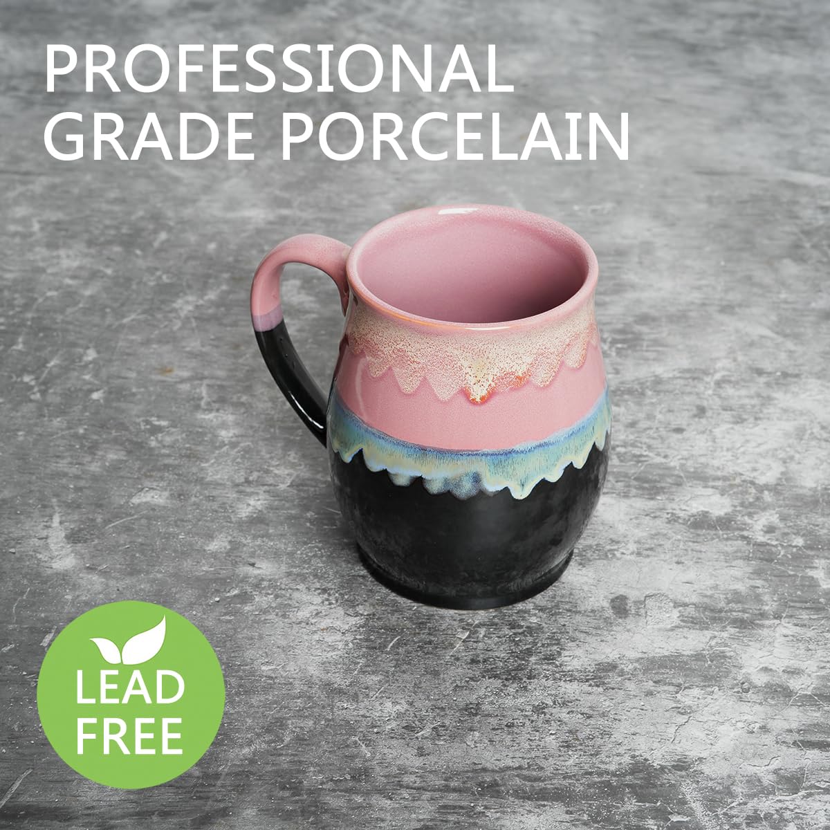 Bosmarlin Extra Large Ceramic Coffee Mug, 25 Oz, Dishwasher and Microwave Safe, Big Oversized Tea Cup, Reactive Glaze (Pink)