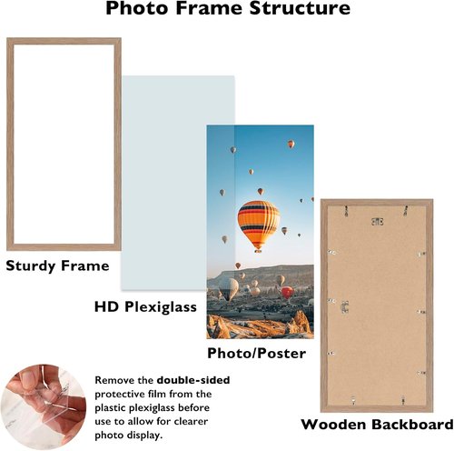 JCJMY 10x20 Rustic Brown Picture Frame - Wall Mounting Horizontally or Vertically | Shatter-Resistant Plexiglass