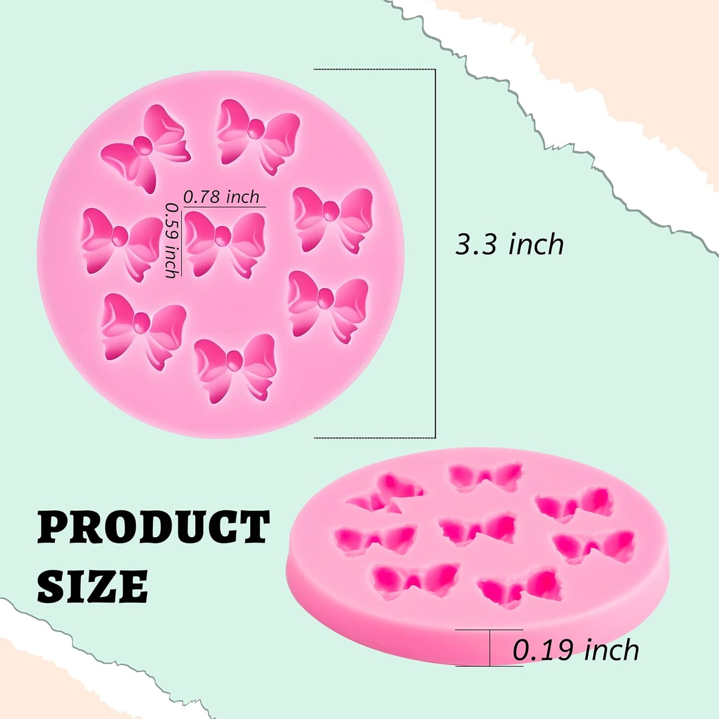 YunKo Silicone Fondant Molds - 8 Mini Bows for Cake Decorating | Chocolate & Candy Crafts