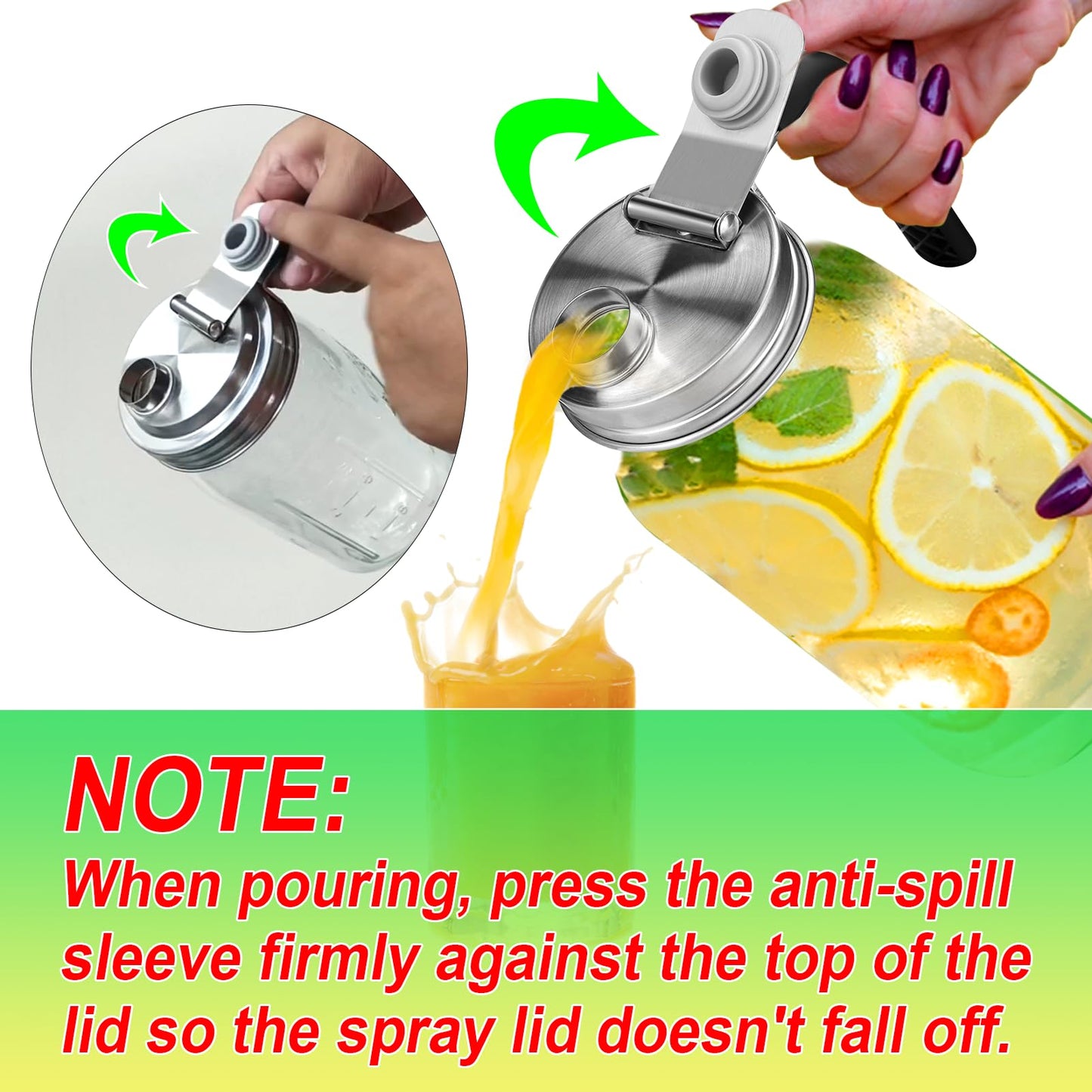 Mason Jar Pour Spout Lid Stainless Steel, Regular Mouth Pour Spout Flip Cap Lids for Mason Jars, Anticracking Leak Proof Seal Cover Airtight for Drinking Salad Dressing & Food Storing(4PCS)