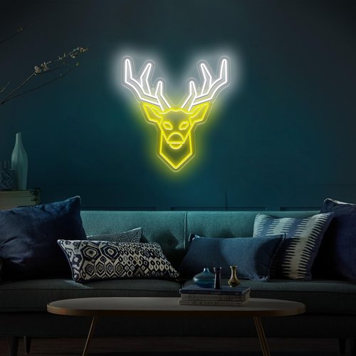 Deer Head LED Neon Sign, USB Powered Wall Art for Living Room, Man Cave, Game Room, Dimmable Neon Deer Head Wall Decor for Aesthetic Neon Lights, Deer Head Wall Mount Decor