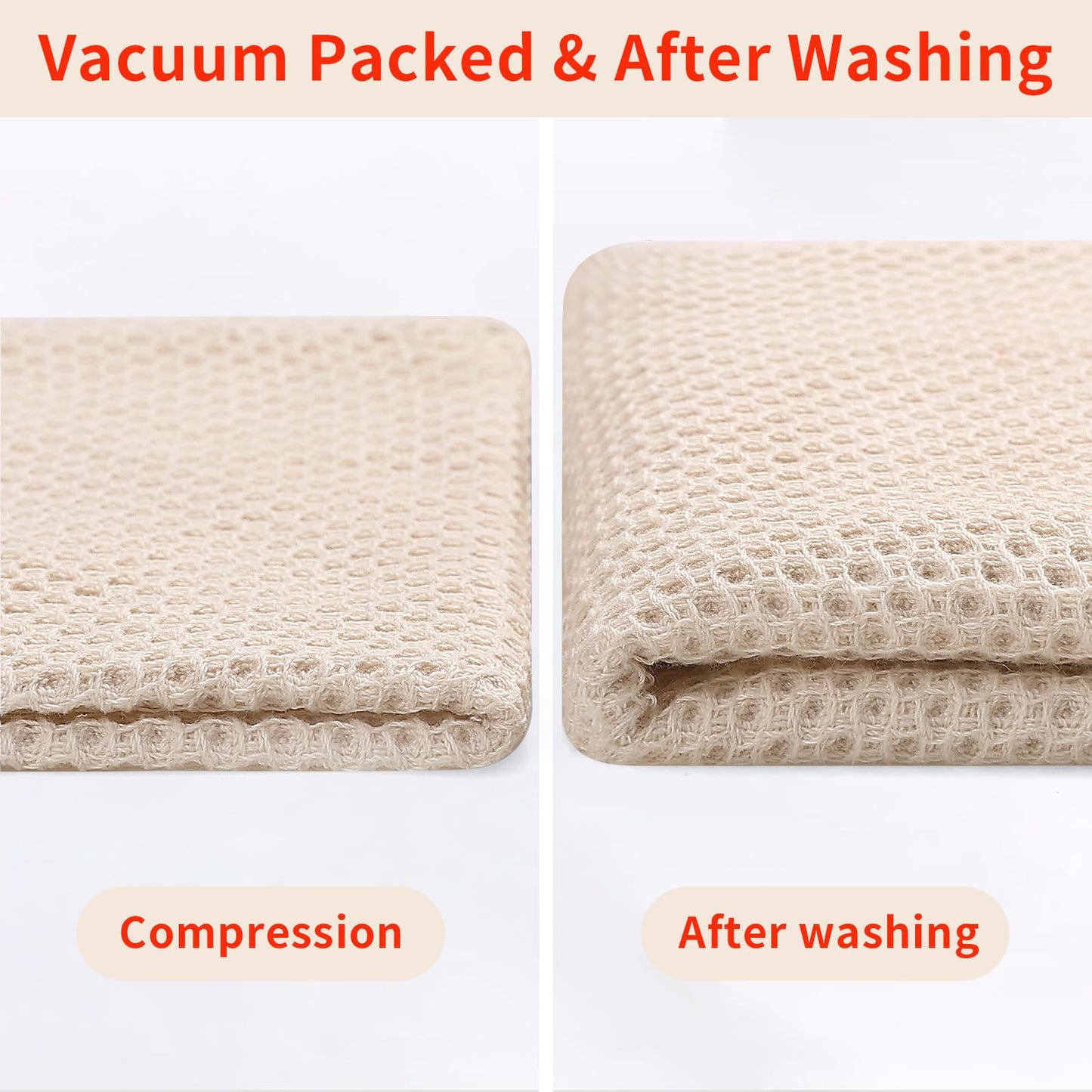 Homaxy 100% Cotton Waffle Weave Kitchen Dish Cloths, Ultra Soft Absorbent Quick Drying Dish Towels, 12 x 12 Inches, 24-Pack, Beige