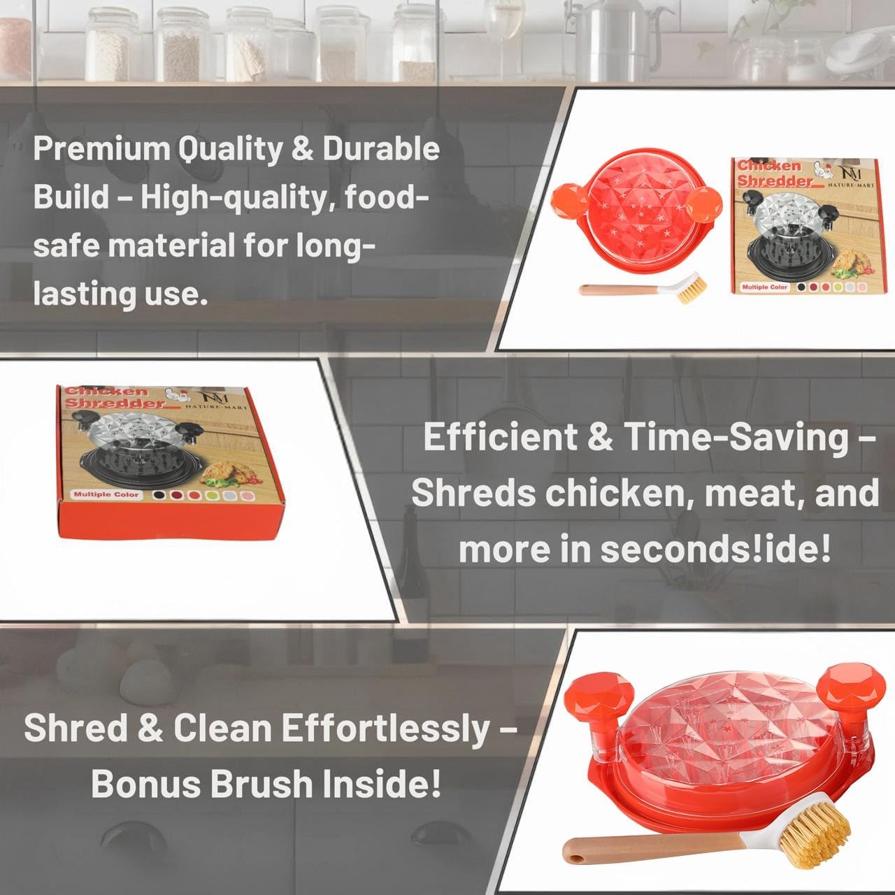 Skiennix Chicken Shredder - Ergonomic Tool for Effortless Meat Shredding | BPA-Free, Eco-Friendly, Orange