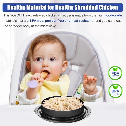 Chicken Shredder Tool by Twist - Pro Food-Grade Meat Shredder with Anti-Slip Base & Ergonomic Handle - Black