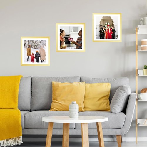 JCJMY 12x12 Picture Frame - Elegant Gold Design with 10x10 Mat for Diamond Art & Photos