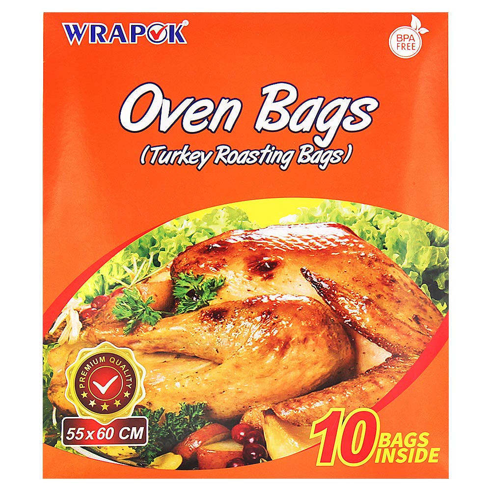 WRAPOK Oven Cooking Bags Large Size Turkey Roasting Baking Bag For Meats Ham Ribs Poultry Seafood, 21.6 x 23.6 Inch - 10 Bags Total(Pack of 1)