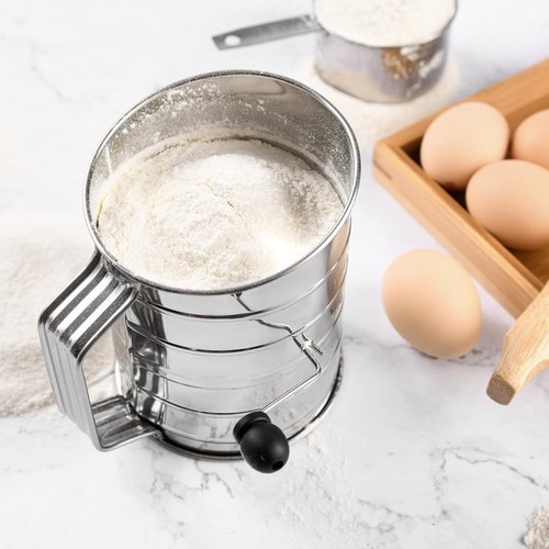 HULISEN 3-Cup Flour Sifter for Baking, Stainless Steel Rotary Hand Crank Sifter, Powdered Sugar & Cocoa Shaker
