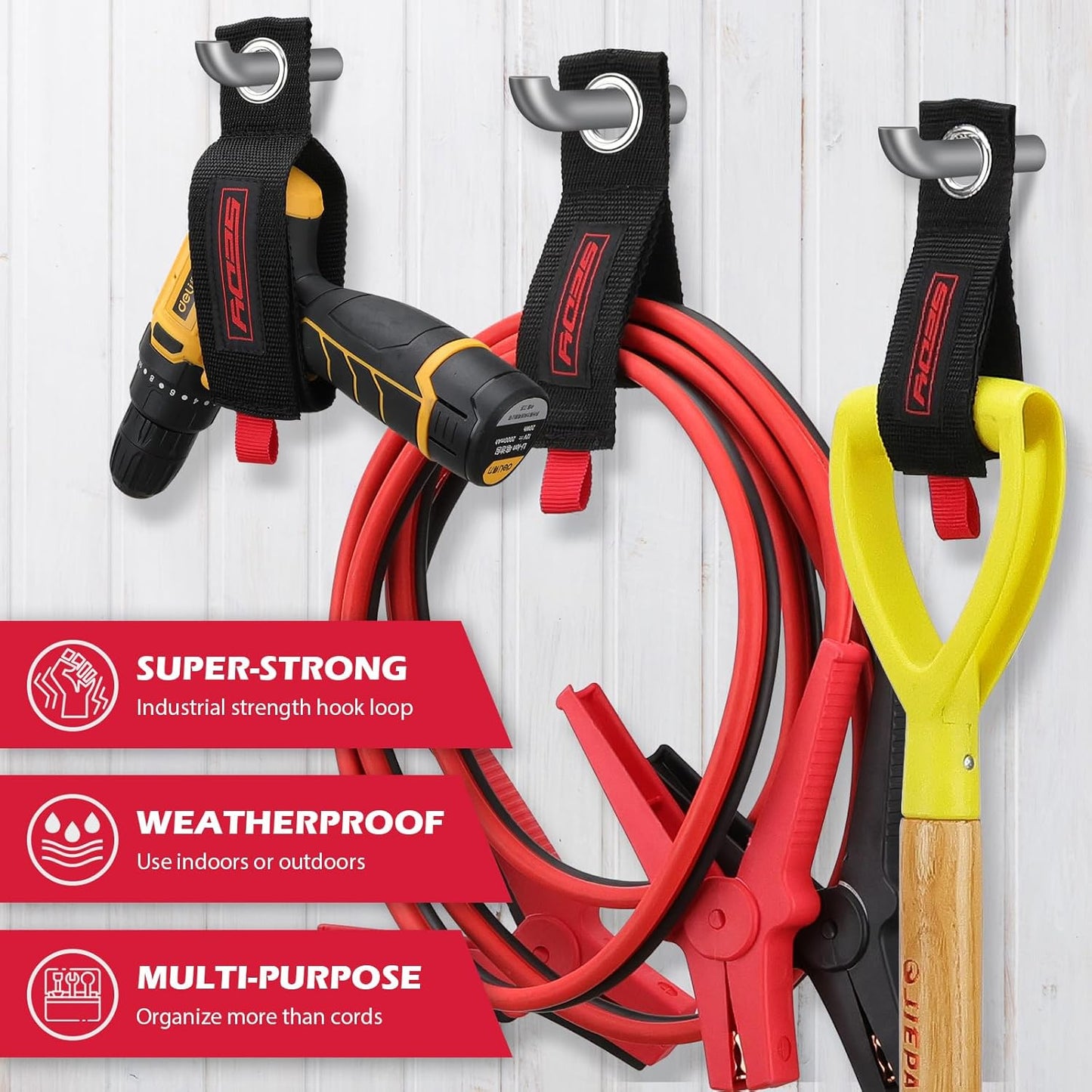Skiennix Heavy Duty Garage Storage Hooks - Solid Steel Wall Mount Set with Anti-Slip Coating | 20 Pack for Ladders, Bikes, and Tools