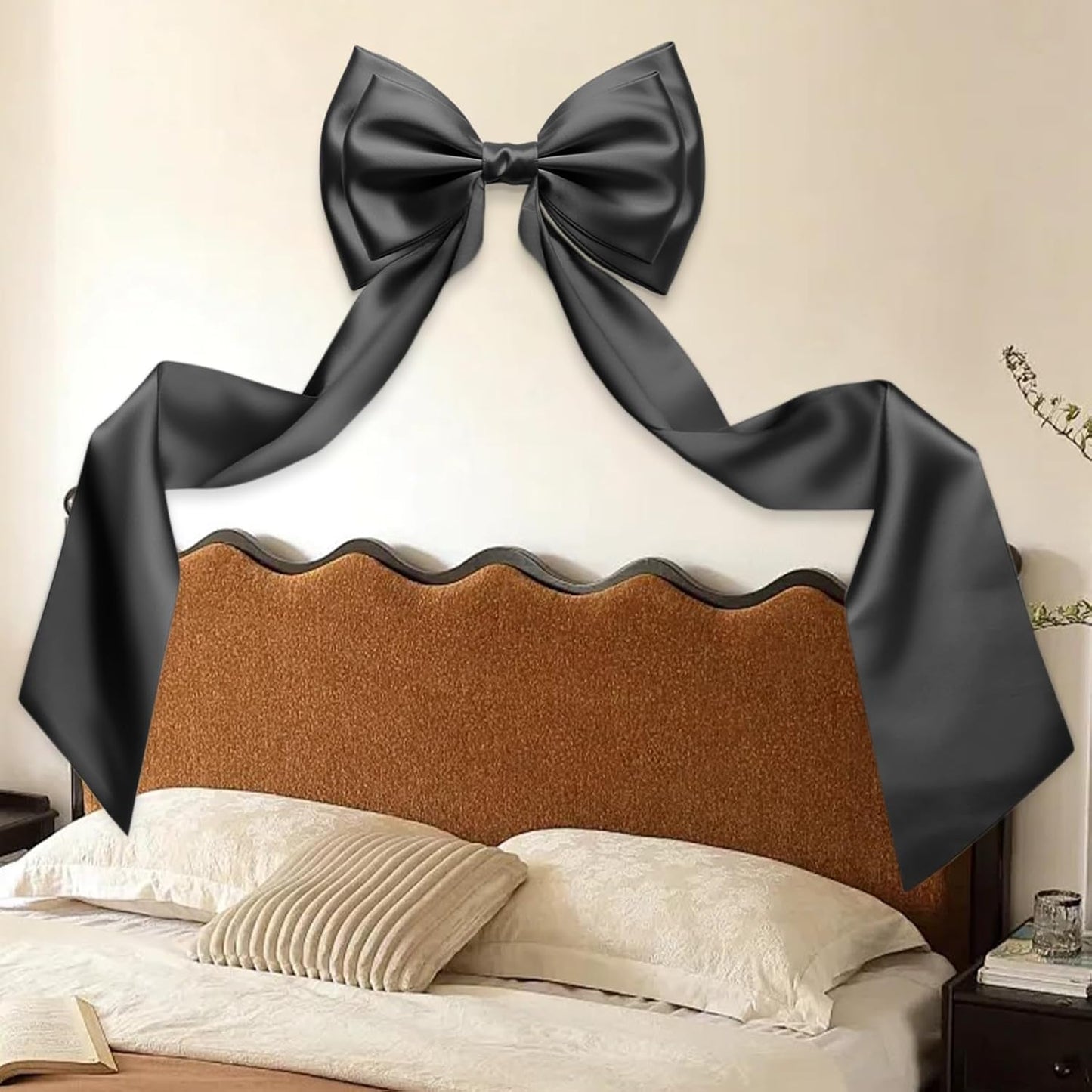 Skiennix Giant Bow Decoration - 83x20 Inches Satin Bow for Birthday Party, Wedding & Nursery (Black)