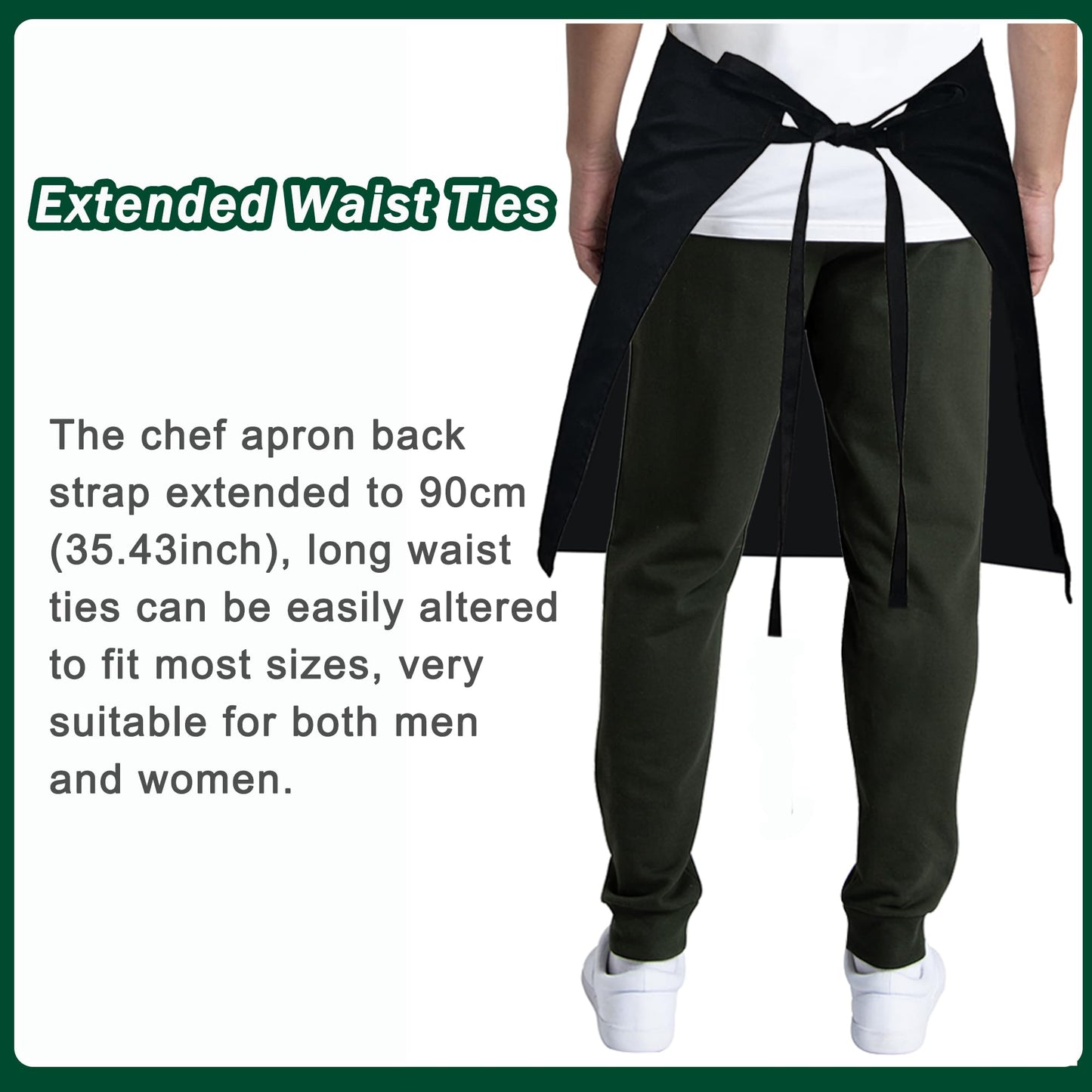 umboom 5 Pack Black Chef Apron, Servers Large Apron, Kitchen Bib Apron for Women Men, Professional Work Apron for Cooking Dishwashing Catering Painting Gardening (Adjustable, 3 Pockets, XL)