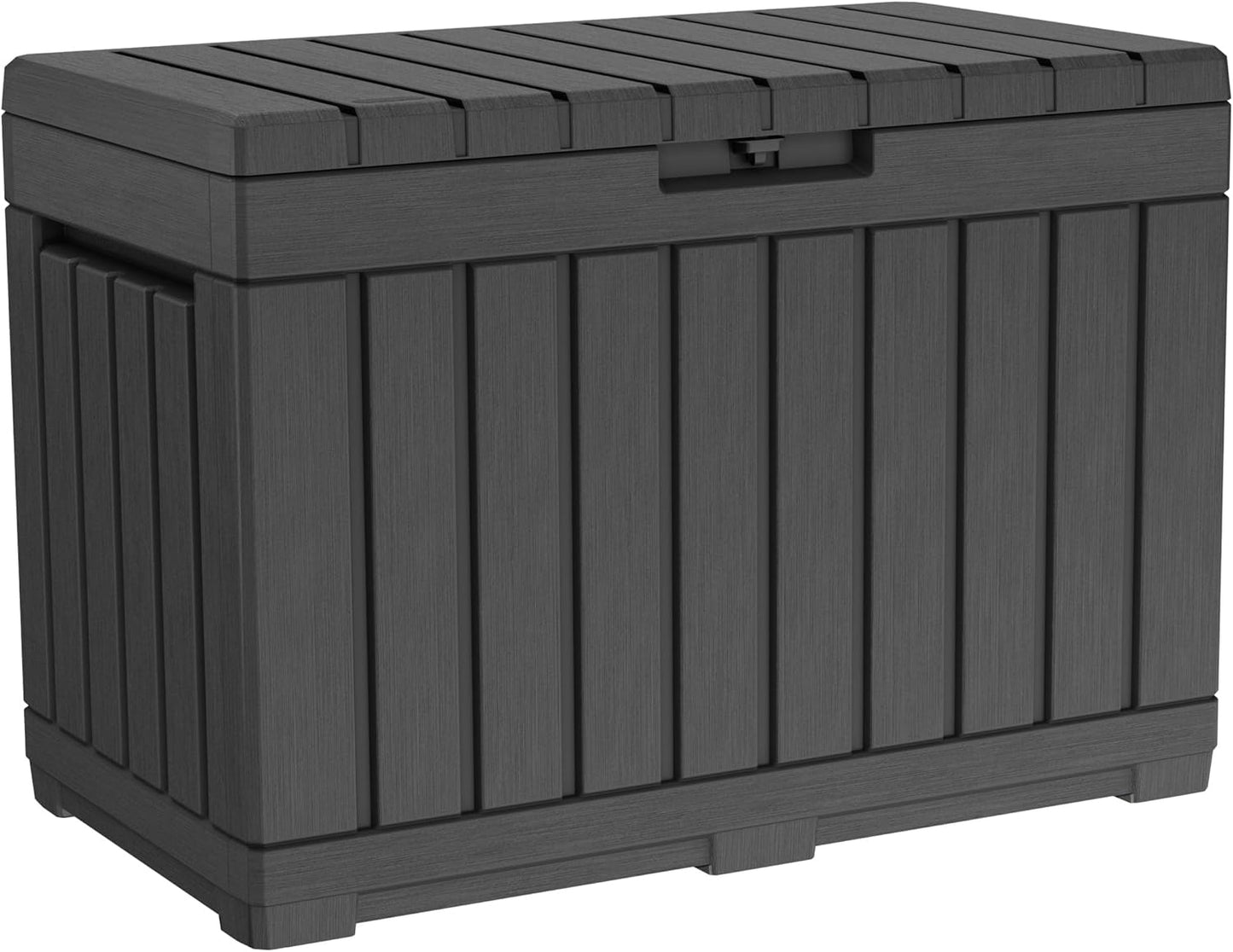 Keter Kentwood 50 Gallon Resin Deck Box - Stylish Storage for Patio Cushions & Garden Tools | Dark Grey