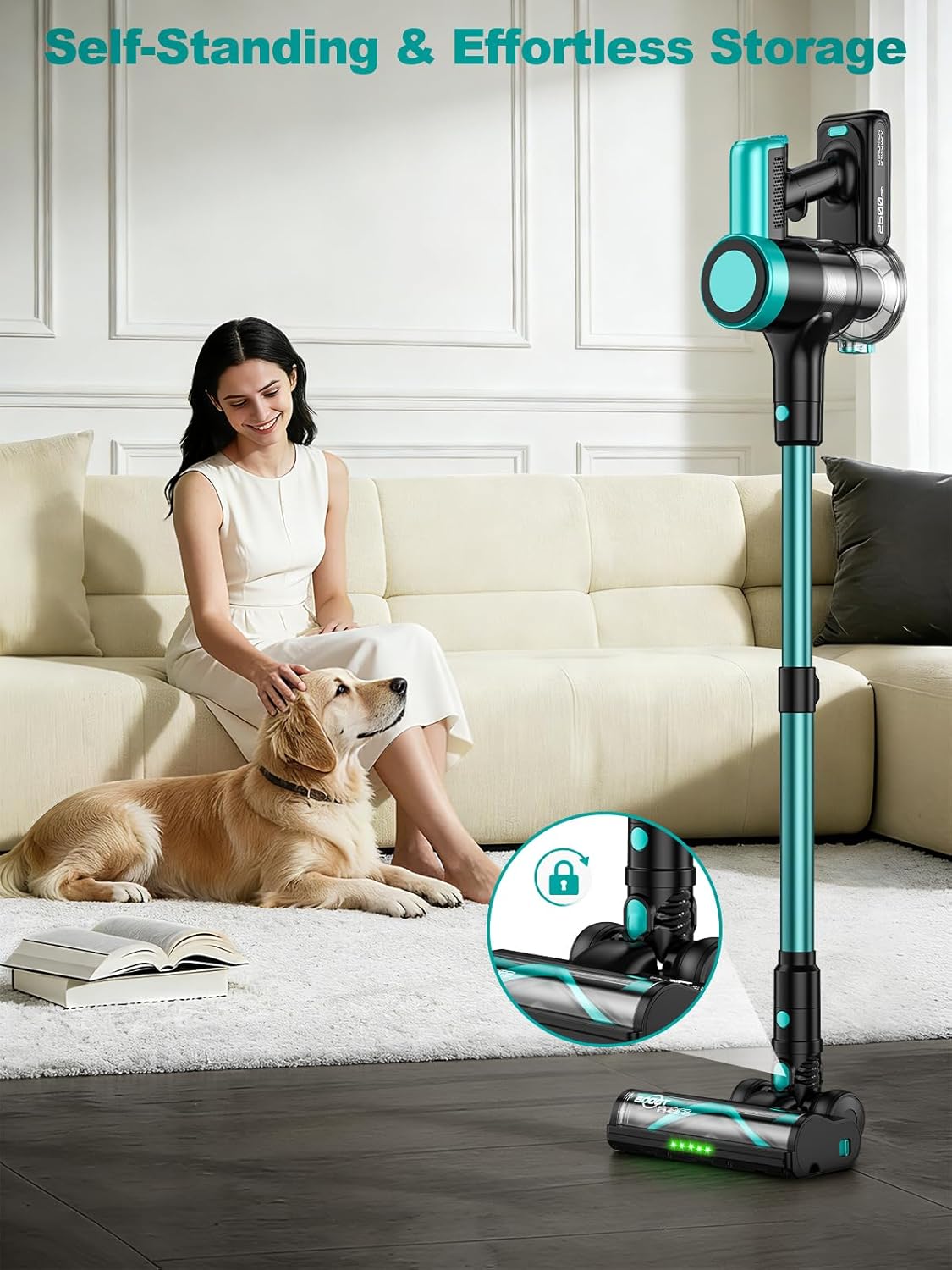 Skiennix Cordless Vacuum Cleaner - 10-in-1 Versatile Design with 55 Minutes Runtime & LED Display | Cyan
