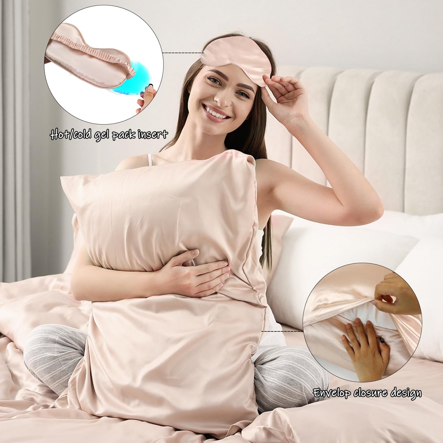 Gifts for Teenage Girls, Teen Girl Graduation Gift for 10 11 12 13 14 15 16 17 Year Old, Tween Girl Gift Ideas, Daughter, Sister Birthday Gift, Satin Pillowcase, Satin Eye Mask and Hair Accessories