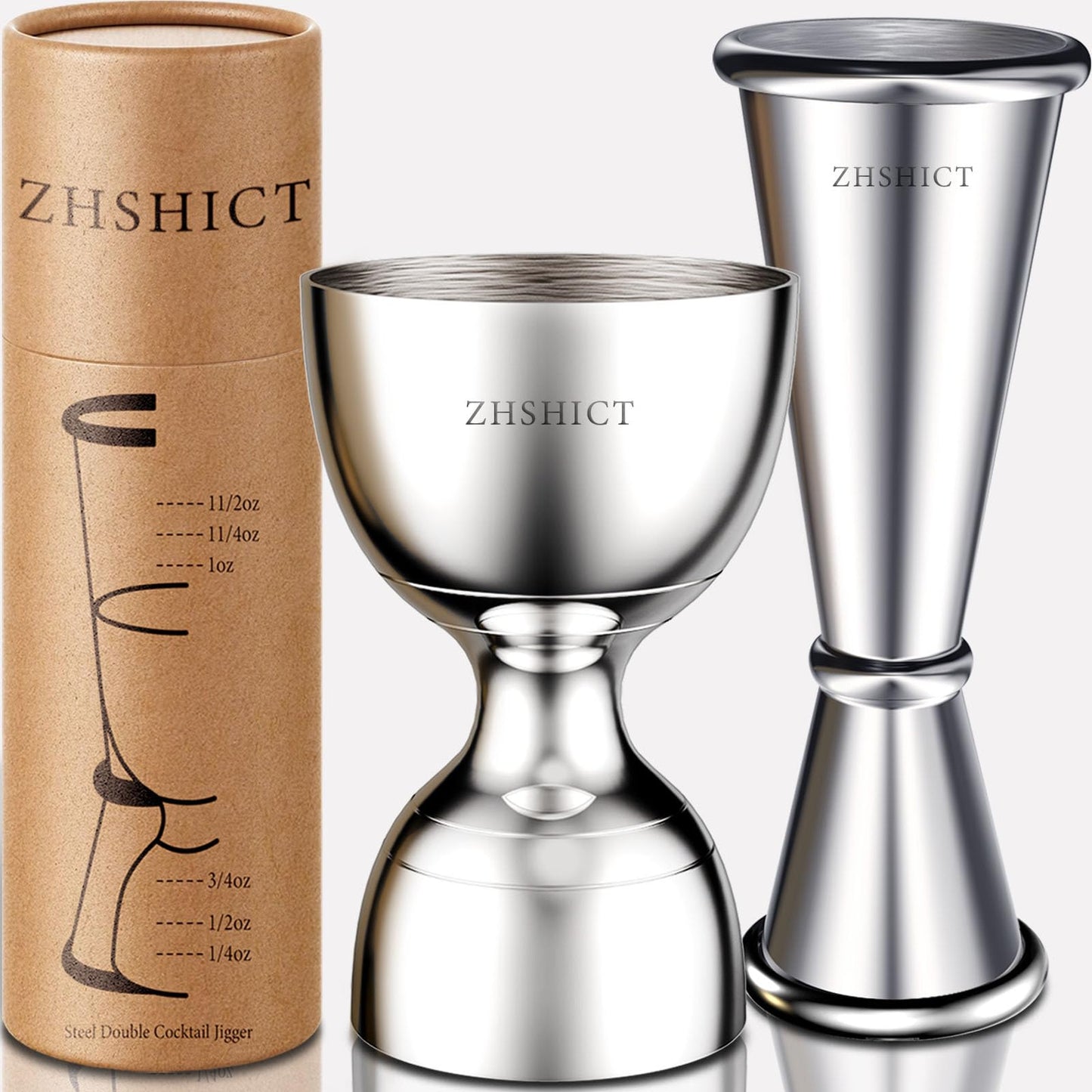 2 Pack Jigger for Bartending，Premium Bell Jigge and Japanese Jiggers,Double cocktail Jigger Premium 304 Stainless Steel jigger 2 0Z 1OZ with Measurements inside