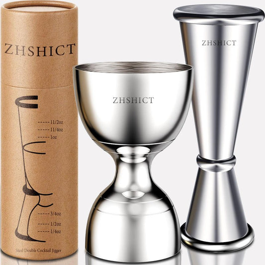 2 Pack Jigger for Bartending，Premium Bell Jigge and Japanese Jiggers,Double cocktail Jigger Premium 304 Stainless Steel jigger 2 0Z 1OZ with Measurements inside