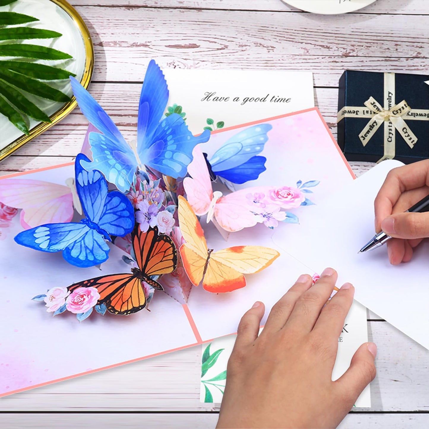 ROBBEAR 3D Pop-Up Greeting Card - Butterfly & Flower Design | Handmade for Birthdays, Anniversaries & More