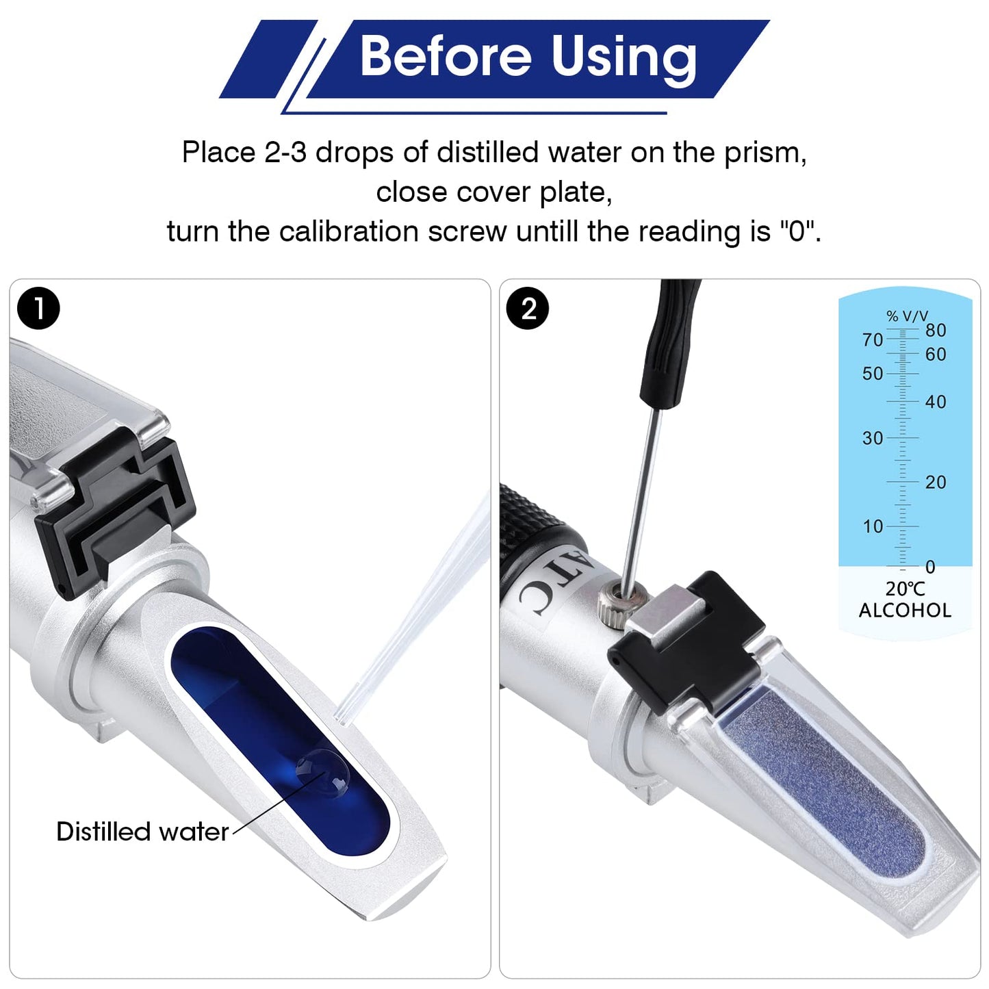 Optics Alcohol Refractometer Automatic Temperature Compensation Alcohol Meter 0~80% v/v Spirit Alcohol Content Measurement Tool Tester for Alcohol Liquor Production, Ethanol with Water Winemakers