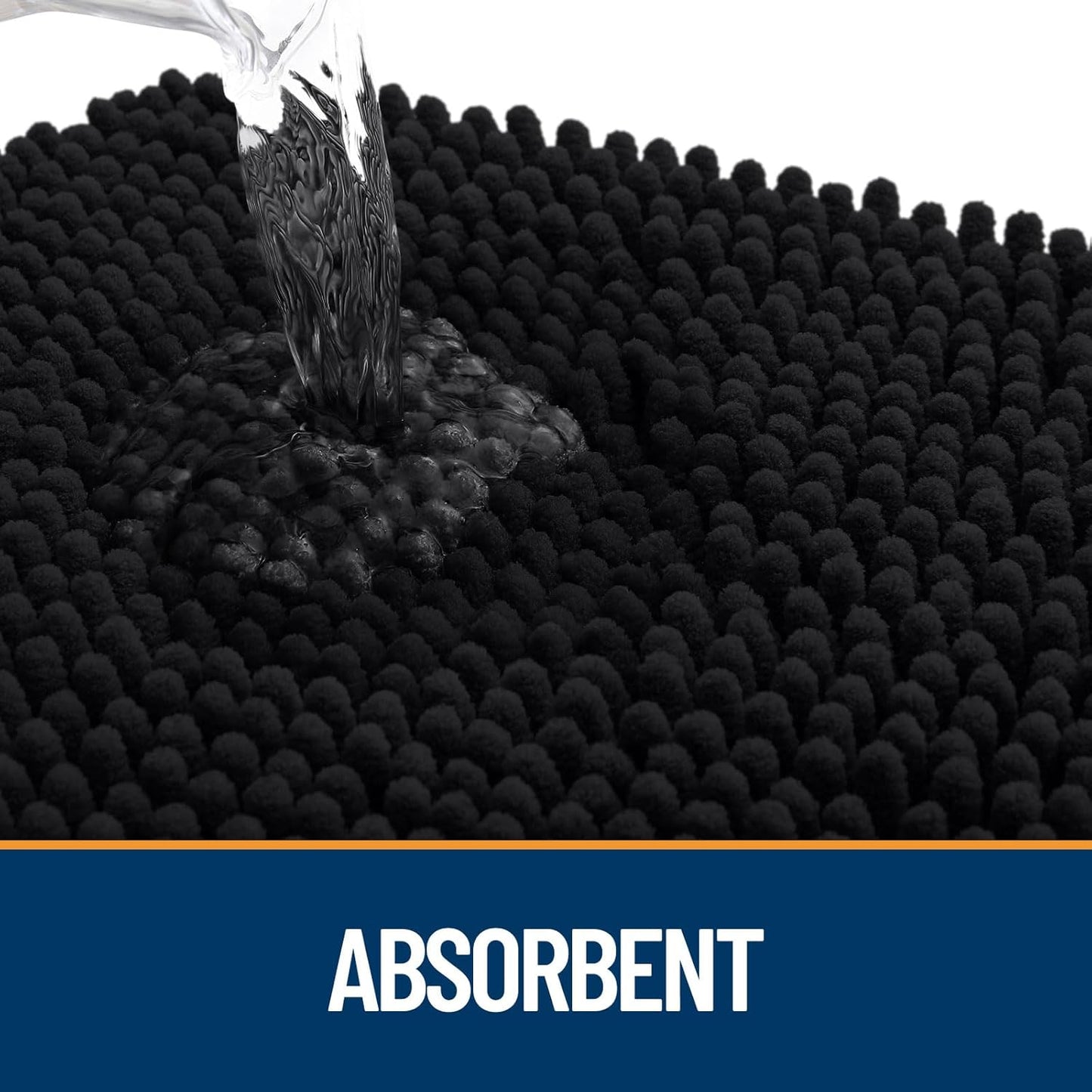 OLANLY Dog Door Mat - Absorbent Non-Slip Mud Mat for Dogs | Quick Dry Chenille, 70x46, Black