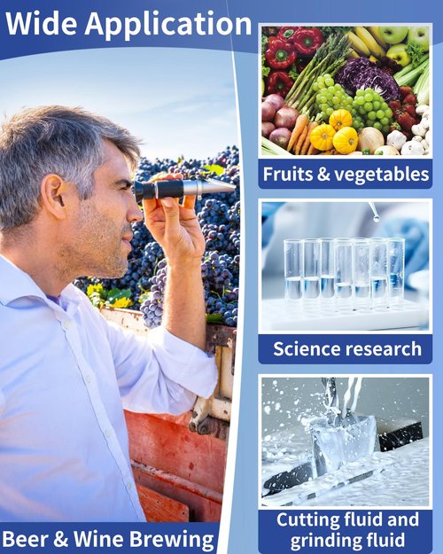 CIMALAB Brix Refractometer, Brix Meter Refractometer with ATC, Dual Scale Refractometer Brix 0-32% & Specific Gravity 1.000-1.130, Lab Refractometer for Wine Making, Beer Brewing, Fruit, Sugar Content