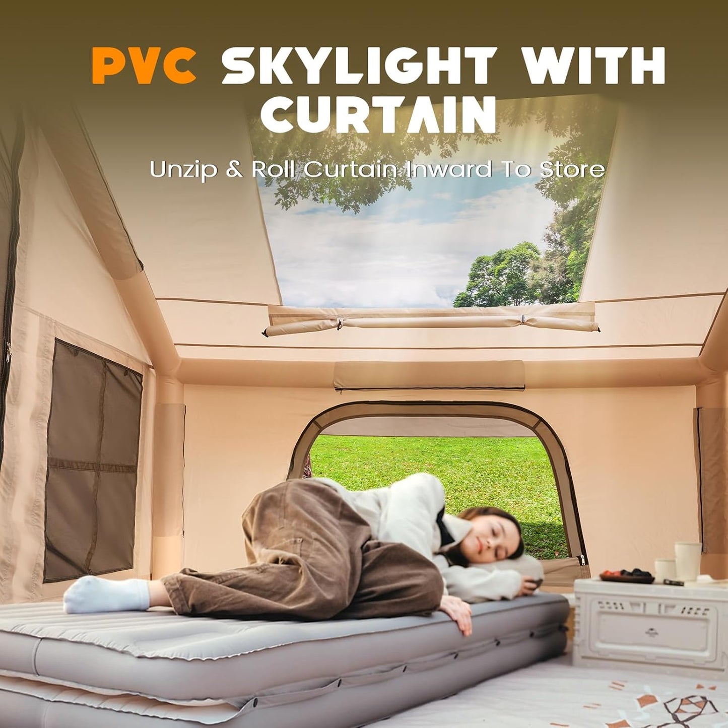 Skiennix Inflatable Tent - Quick Setup Skylight Design | Waterproof Oxford for 4-6 Person Camping
