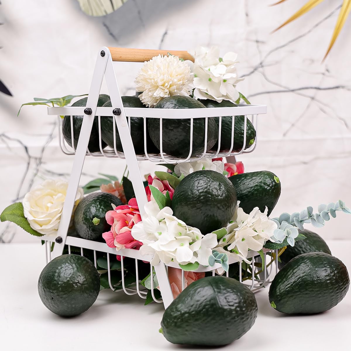 Artificial Lifelike Avocado Decorations - 6pcs Fake Fruit for Home & Party Props