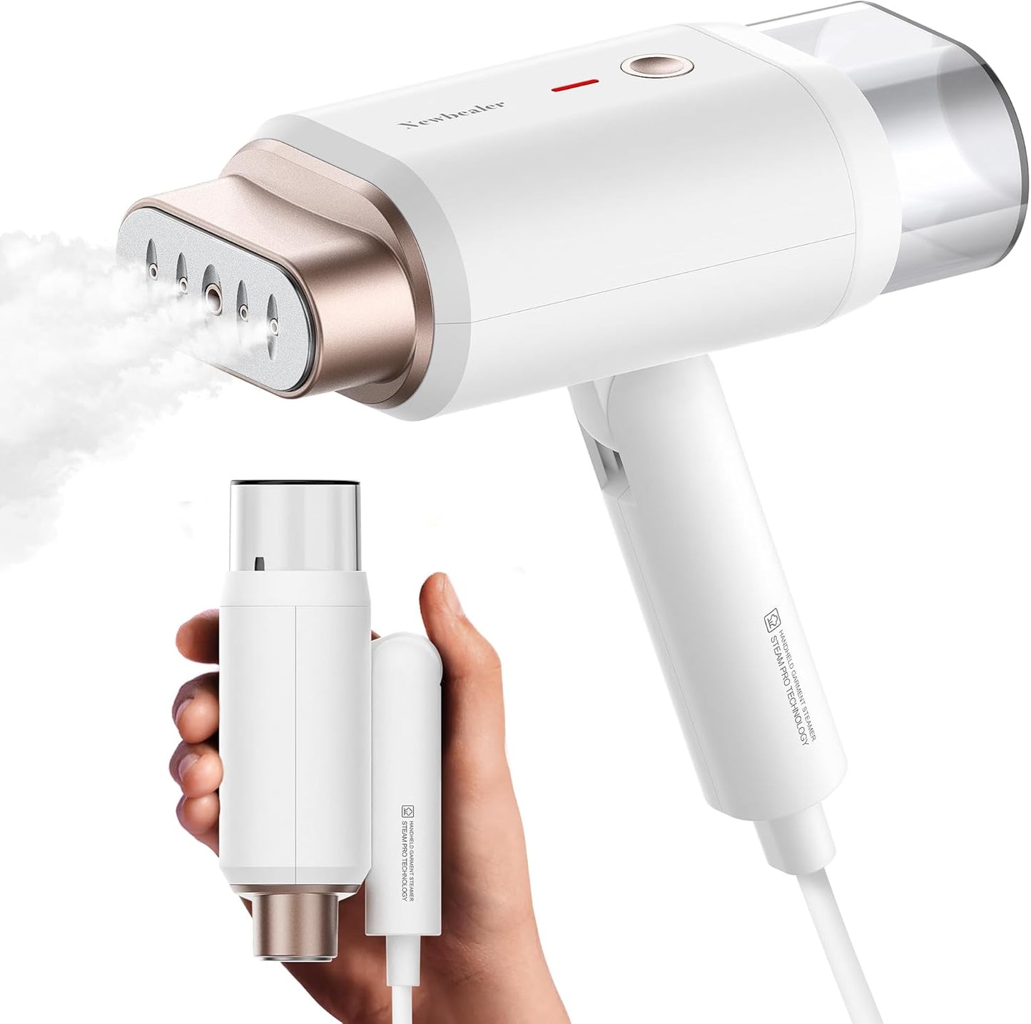 Newbealer Handheld Clothes Steamer - 1200W Travel Steamer with Dual Steam Levels | Lightweight & Foldable, 180ml Capacity