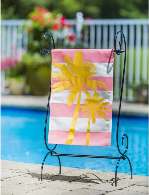 Evergreen Scroll American Garden Flag Stand - Premium Metal Holder for 12x18 Flags | Weatherproof Outdoor Decor