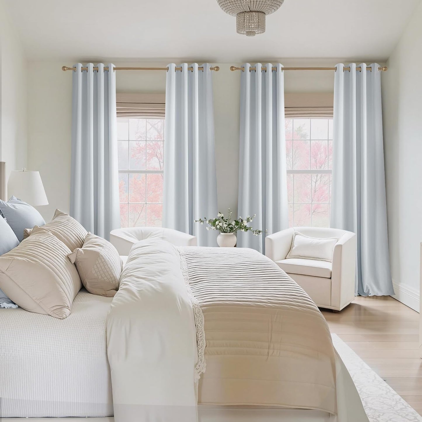 NICETOWN Room Darkening Curtains - Greyish White Drapery Panels, 52"W x 84"L for Ultimate Privacy