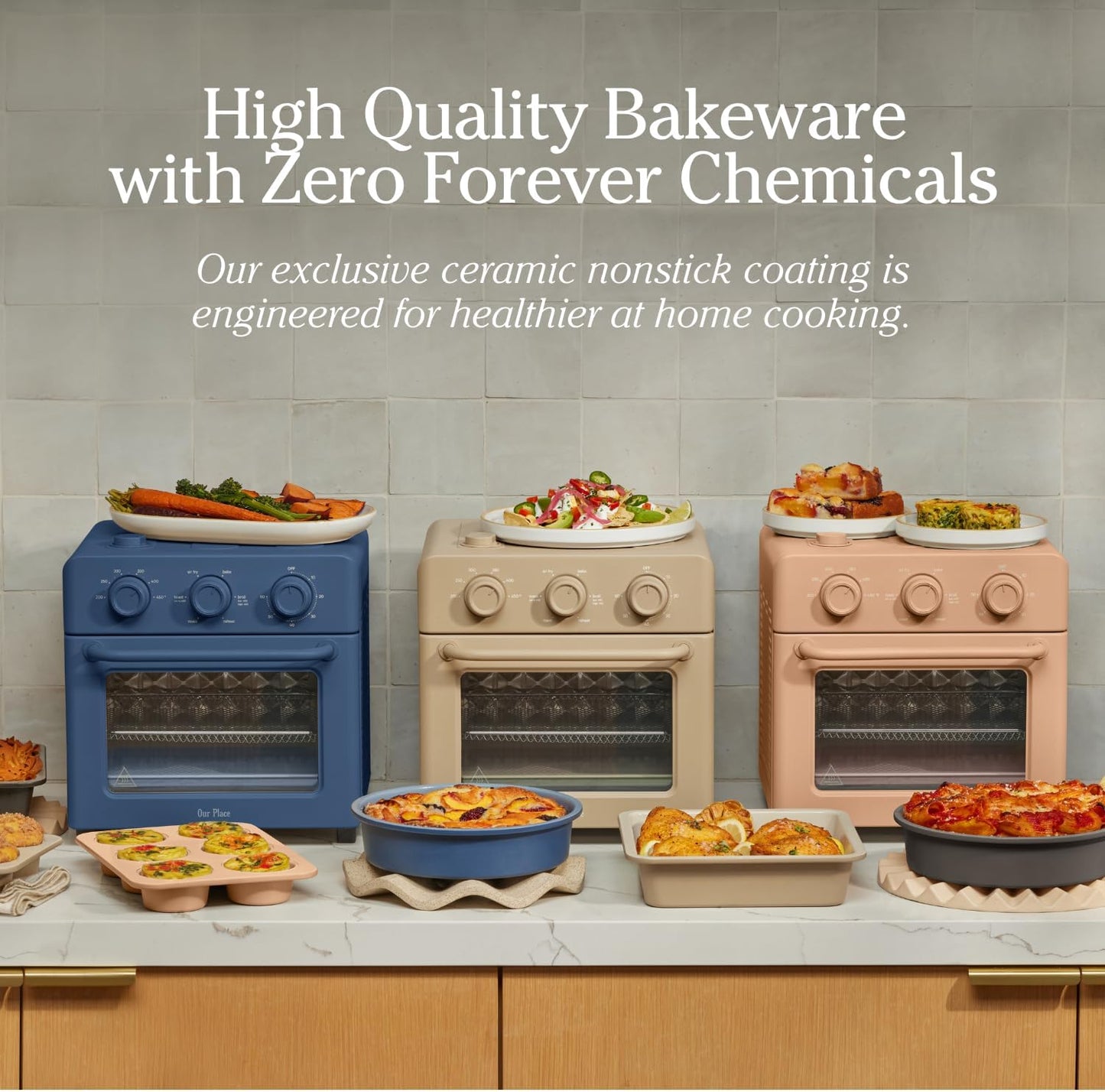 Our Place Wonder Oven Baker’s Kit | 3-Piece Toxin-Free Ceramic Nonstick Bakeware Set - Oven-Safe to 450°F - Spice