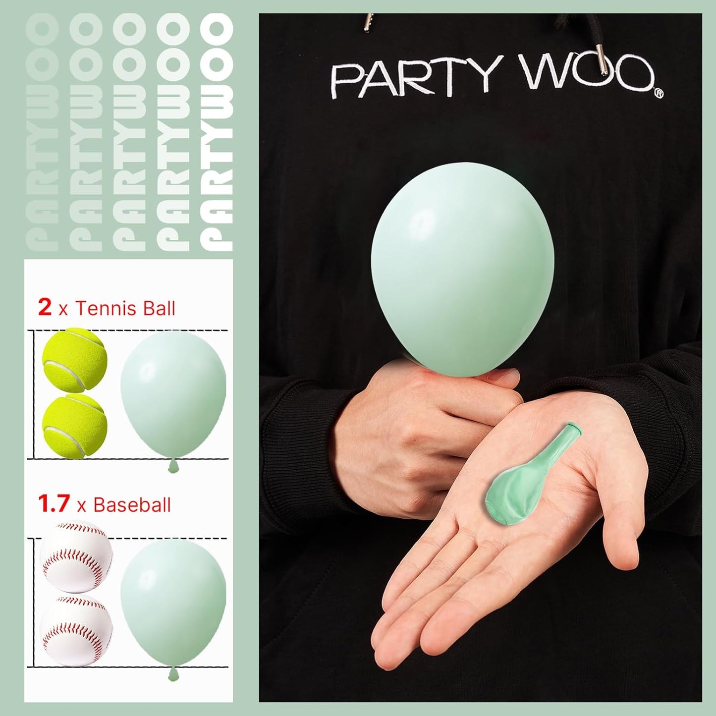 PartyWoo Pastel Green Balloons - 50 Pcs Mini 5-Inch Latex Balloons for Birthday & Baby Shower Decor