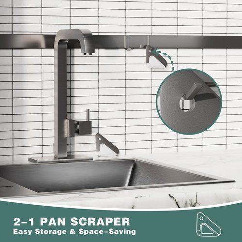 Food Scraper, 2-in-1 Pot and Pan Dish Scraper, Nylon and Silicone, Kitchen Scraper Tools for Cast Iron Skillets, Cookware, Dishes, Pans and Pots, Heat Resistant, Set of 3