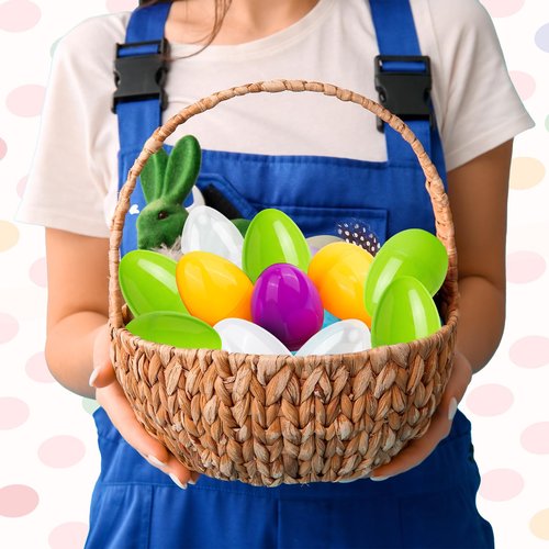 HSLCGF 24 Pack Plastic Easter Eggs Large 3.5 Inch Empty Eggs Bulk Fillable for Easter Theme Party Favor Basket Stuffers Holiday Decoration (Green)